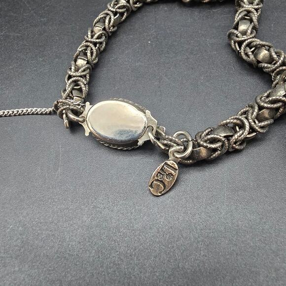 LEC Signed Tree Of Life Charm Bracelet Dark Silver Tone Chain Jewelry Boucher - Picture 5 of 10